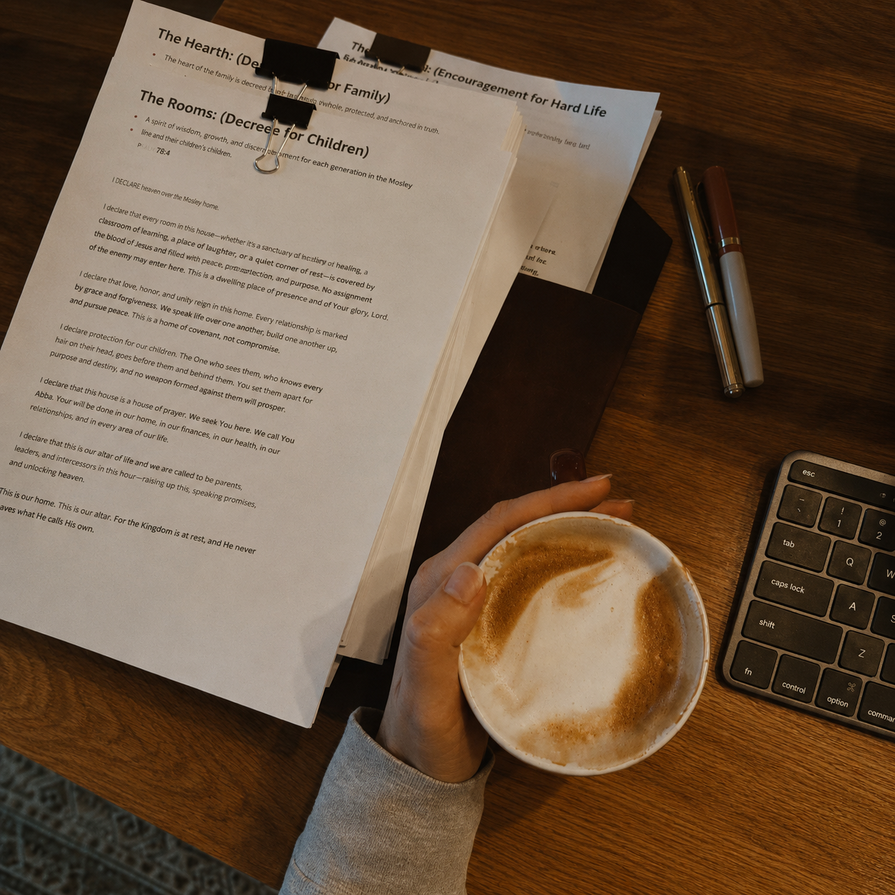 Declarations pages on writing desk
