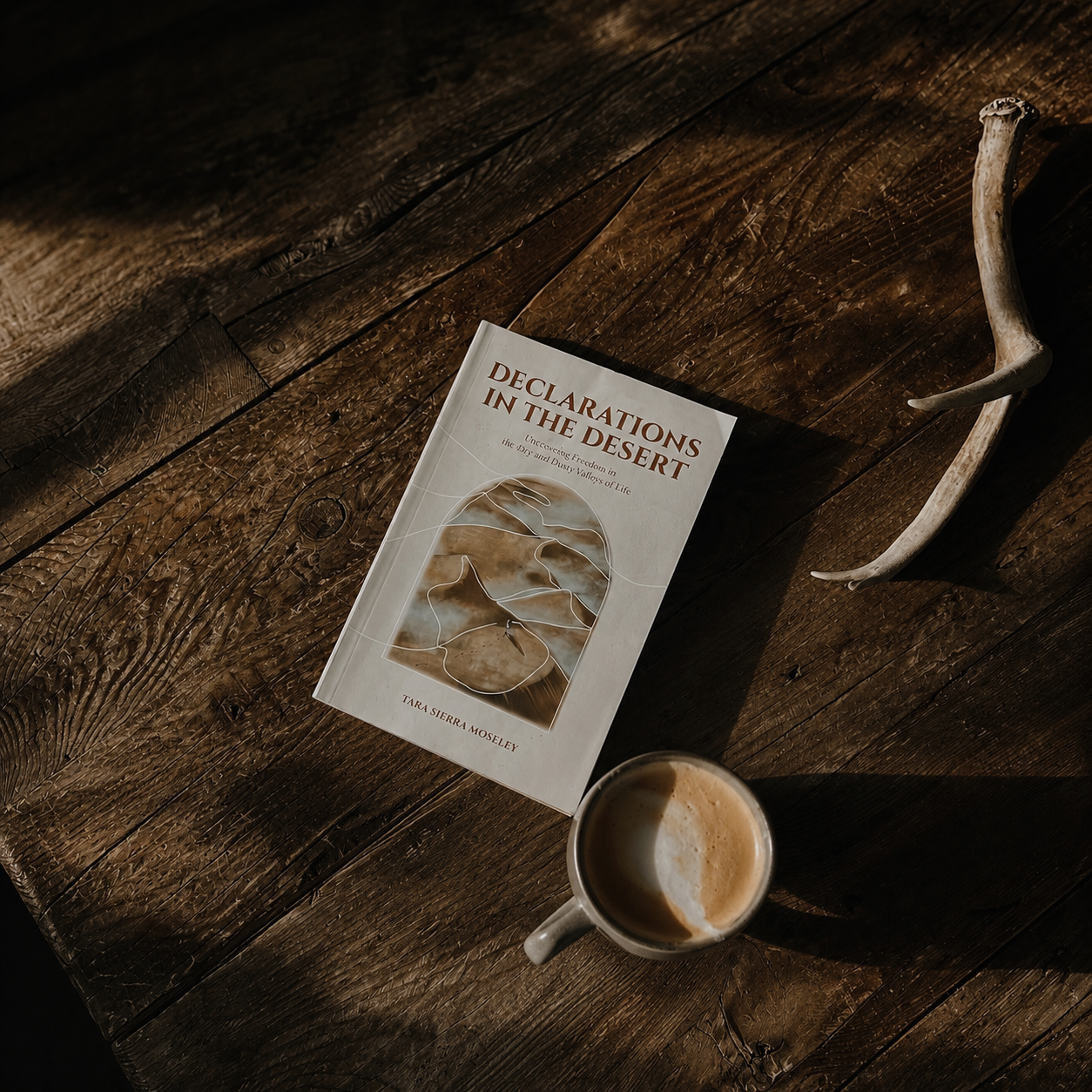 Declarations in the Desert book with coffee